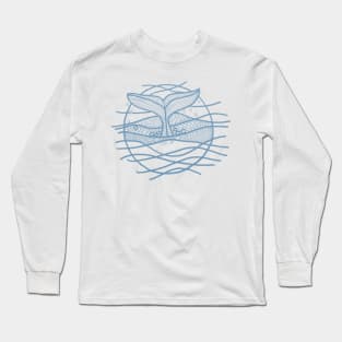 Whale tail in blue ink Long Sleeve T-Shirt